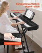 VEVOR Piano digital pesado, 88 teclas totalmente pesadas, piano eléctrico doble teclado y altavoces con soporte X, pedal