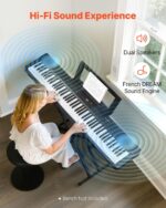 VEVOR Piano digital pesado, 88 teclas totalmente pesadas, piano eléctrico doble teclado y altavoces con soporte X, pedal