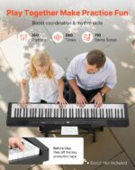 VEVOR Piano digital pesado, 88 teclas totalmente pesadas, piano eléctrico doble teclado y altavoces con soporte X, pedal