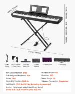 VEVOR Piano digital pesado, 88 teclas totalmente pesadas, piano eléctrico doble teclado y altavoces con soporte X, pedal