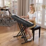 VEVOR Piano digital pesado, 88 teclas totalmente pesadas, piano eléctrico doble teclado y altavoces con soporte X, pedal