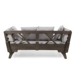Sofá Convertible para Patio Christopher Knight Home 302571C Madera de Acacia 3 Plazas Gris