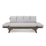 Sofá Convertible para Patio Christopher Knight Home 302571C Madera de Acacia 3 Plazas Gris