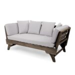 Sofá Convertible para Patio Christopher Knight Home 302571C Madera de Acacia 3 Plazas Gris