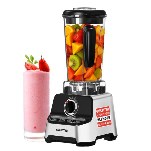 Gourmia Licuadora de sobremesa resistente de 2L – Jarra libre de BPA, motor de alta velocidad de 1500W, 45,000 RPM, 4 aj