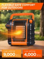 Calentador de Propano Portátil Commercial HEAT CHP9000O 9000 BTU Naranja para Exteriores hasta 300 Pies Cuadrados