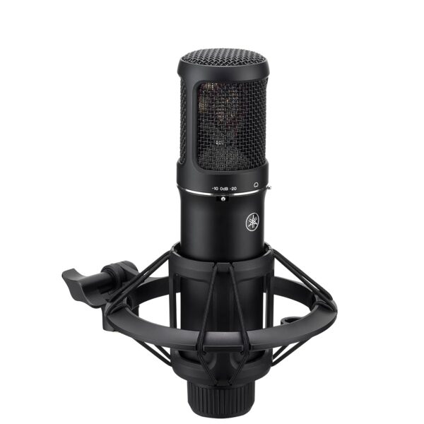 Yamaha Micrófono de condensador con soporte de choque, filtro pop y adaptador de soporte de micrófono, negro YCM705 B