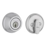 Kwikset 780 - Cerradura de cerrojo de níquel satinado, redonda, cromada, exterior, con llave en la entrada delantera, re