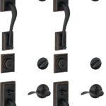 Juego de Manijas Schlage Addison F60 ADD 716 ACC RH Cilindro Sencillo Palanca Accent Bronce Envejecido para Puerta Derec