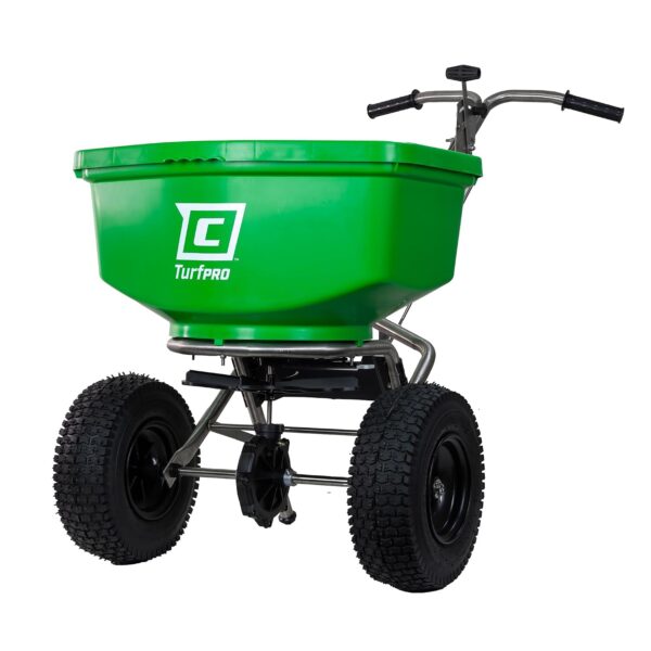 Esparcidor Chapin 89400C TurfPro 100 Libras Acero Inoxidable Neumáticos 12 Pulgadas Tolva de Polietileno