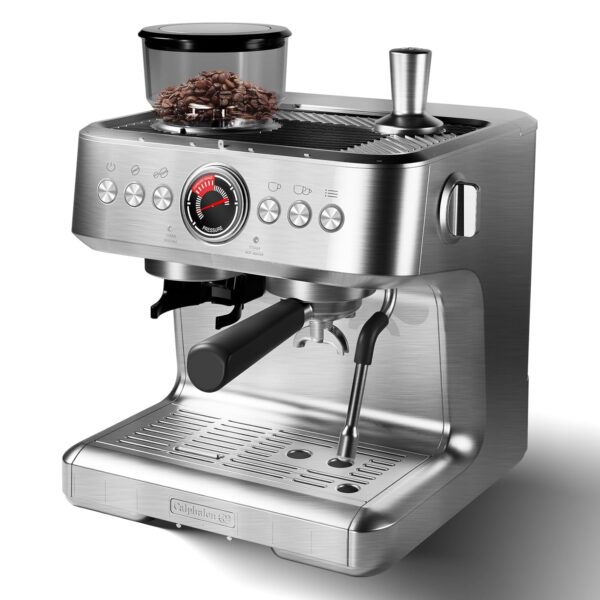 GAOMON Máquina de café expreso con molinillo, cafetera semiautomática de 20 bares, control PID, varita de vapor espumado