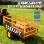 GarveeLife Remolque para cortacésped, cuatrimoto, carrito de volquete detrás, carrito de jardín utilitario de 1600 libra