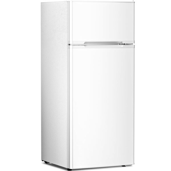 Antarctic Star Refrigerador compacto, 4.5 pies cúbicos, mini congelador separado doble de 2 puertas, estantes extraíbles