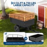 Carrito de descarga de ATV resistente, remolque de 750 libras detrás del jardín con lados extraíbles, remolque de descar