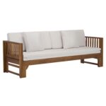 Sofá Cama Convertible SAFAVIEH Napoli PAT6805A Madera de Acacia Marrón y Crema para Exteriores