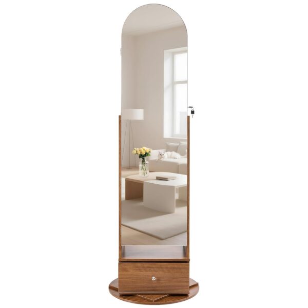 Armario de Joyería Giratorio VEVOR MSL-SS1005 65.1 Pulgadas Espejo de Cuerpo Completo con Cerradura y Cajón