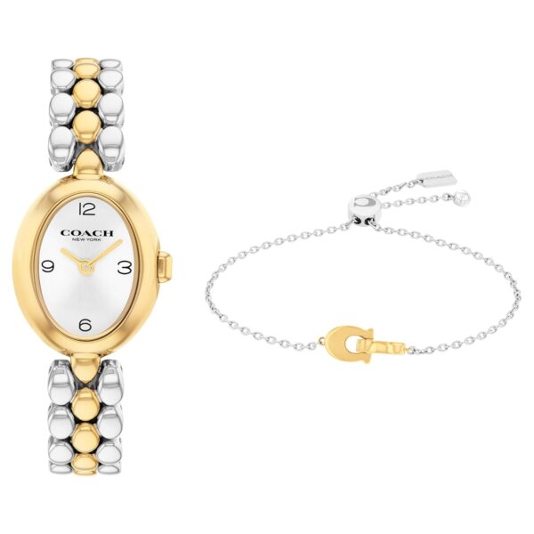 Reloj Coach Sammy Mujer Cuarzo Set con Brazalete Ajustable Caja Ovalada Acero Ionico Bañado en Oro 22.5mm