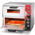 PYY Horno eléctrico de pizza de doble piso de 16 pulgadas con piedra de pizza para restaurante y hogar, horno de pizza d