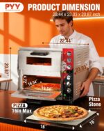 PYY Horno eléctrico de pizza de doble piso de 16 pulgadas con piedra de pizza para restaurante y hogar, horno de pizza d