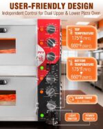 PYY Horno eléctrico de pizza de doble piso de 16 pulgadas con piedra de pizza para restaurante y hogar, horno de pizza d