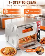 PYY Horno eléctrico de pizza de doble piso de 16 pulgadas con piedra de pizza para restaurante y hogar, horno de pizza d