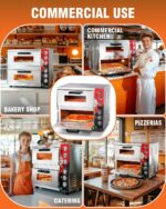PYY Horno eléctrico de pizza de doble piso de 16 pulgadas con piedra de pizza para restaurante y hogar, horno de pizza d