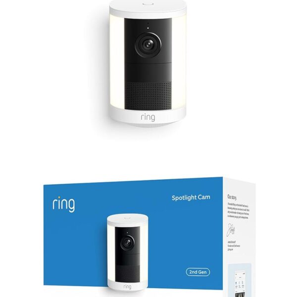 Cámara con luz de enfoque inalámbrica Ring (último modelo): seguridad para tu casa/negocio, video de gran angular con Re