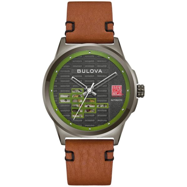 Reloj Bulova Frank Lloyd Wright Toufic H Kalil House 98A330 Automático Caja de Acero Inoxidable 39 milímetros Correa de