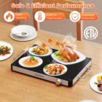 CHEFJOY Bandeja de calentamiento eléctrica, calentador de alimentos de 16 x 12 pulgadas con control de temperatura ajust