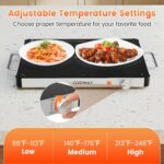 CHEFJOY Bandeja de calentamiento eléctrica, calentador de alimentos de 16 x 12 pulgadas con control de temperatura ajust
