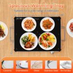 CHEFJOY Bandeja de calentamiento eléctrica, calentador de alimentos de 16 x 12 pulgadas con control de temperatura ajust