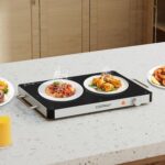 CHEFJOY Bandeja de calentamiento eléctrica, calentador de alimentos de 16 x 12 pulgadas con control de temperatura ajust