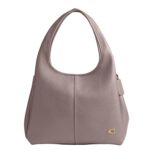 Bolso de hombro Coach CM544 lana de piel de guijarro pulido color ceniza