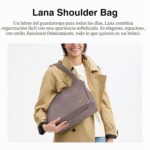 Bolso de hombro Coach CM544 lana de piel de guijarro pulido color ceniza