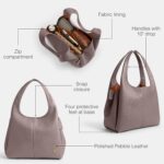 Bolso de hombro Coach CM544 lana de piel de guijarro pulido color ceniza