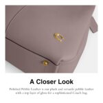 Bolso de hombro Coach CM544 lana de piel de guijarro pulido color ceniza
