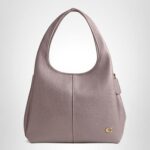 Bolso de hombro Coach CM544 lana de piel de guijarro pulido color ceniza
