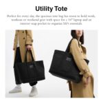 Bolso Utilitario Coach CCW72 Lona y Cuero Negro con Espacio para Laptop 16 Pulgadas
