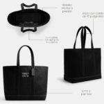 Bolso Utilitario Coach CCW72 Lona y Cuero Negro con Espacio para Laptop 16 Pulgadas