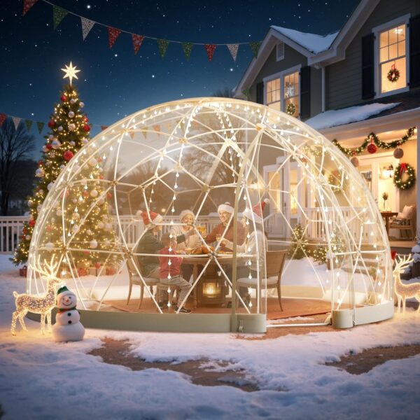 Tienda Domo de Jardín VEVOR GB-DOME-12 11.8x7.2 pies PVC Impermeable Blanco y Transparente