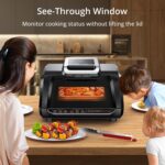 IDEALHOUSE Combo de freidora de aire para interior 7 en 1, parrilla eléctrica sin humo con ventana transparente, potenci