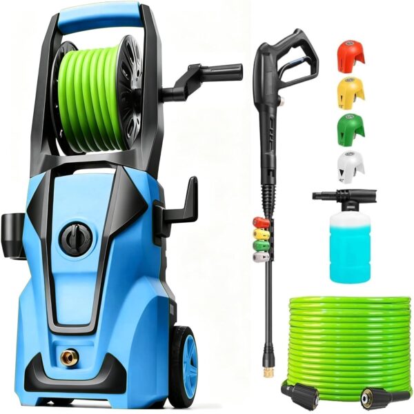 Lavadora a Presión Eléctrica Imdot JX12 5000 PSI 4.0 GPM Manguera 33 Pies 4 Boquillas y Cañón de Espuma Azul Marino