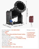 VEVOR Máquina eléctrica de confeti con luces LED, lanzador de cañón de confeti de salida potente de 1500 W, DMX512, cont