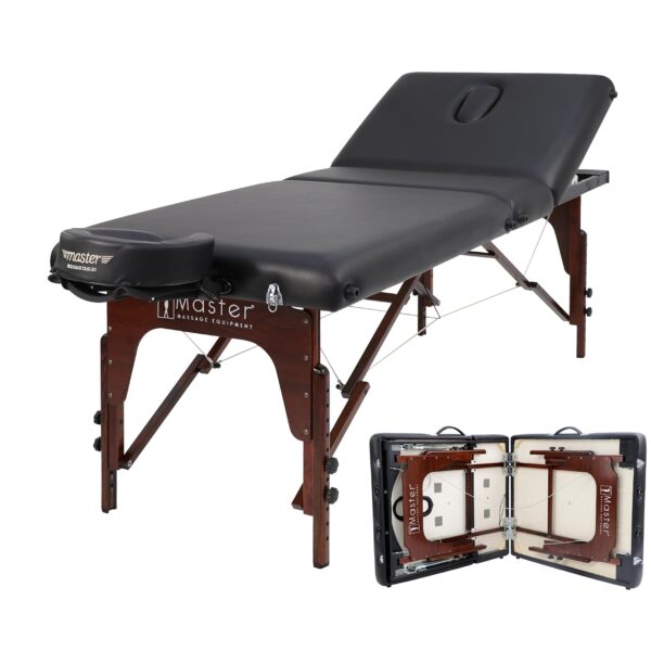 Mesa de Masaje Portátil Master Massage Somerest 10611AQ 30 Pulgadas Respaldo Elevable Tapicería de Poliuretano Negro Mad