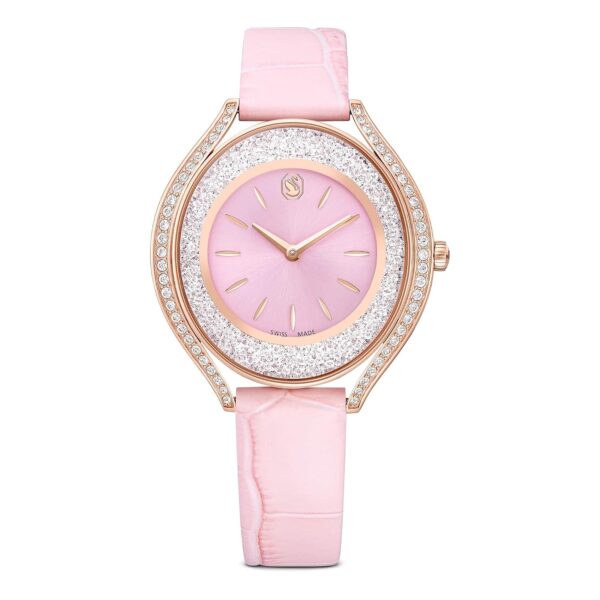 Reloj Swarovski Crystalline Aura Suizo Correa de Piel Rosa Acabado Rose Gold-Tone Modelo 5730150