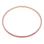 Collar Swarovski Matrix Tennis 5751762 Corte Redondo Rosa Baño Dorado