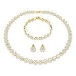 Conjunto de Joyería Swarovski Una Angelic 5750619 Collar Aretes y Pulsera Cristal Transparente Corte Redondo Acabado Dor