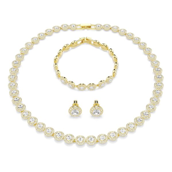 Conjunto de Joyería Swarovski Una Angelic 5750619 Collar Aretes y Pulsera Cristal Transparente Corte Redondo Acabado Dor