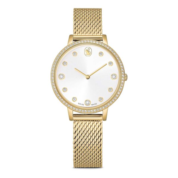 Reloj Swarovski Clarica 5740823 Suizo Correa de Metal Tono Dorado Esfera Plateada