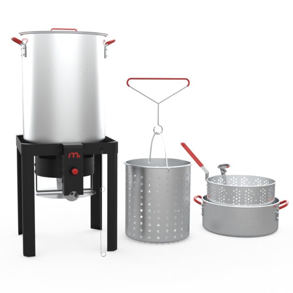 Kit de Freidora de Pavo Megamaster 840-45014 30 Cuartos y Freidora de Pescado 10.5 Cuartos con Quemador de 54000 BTU